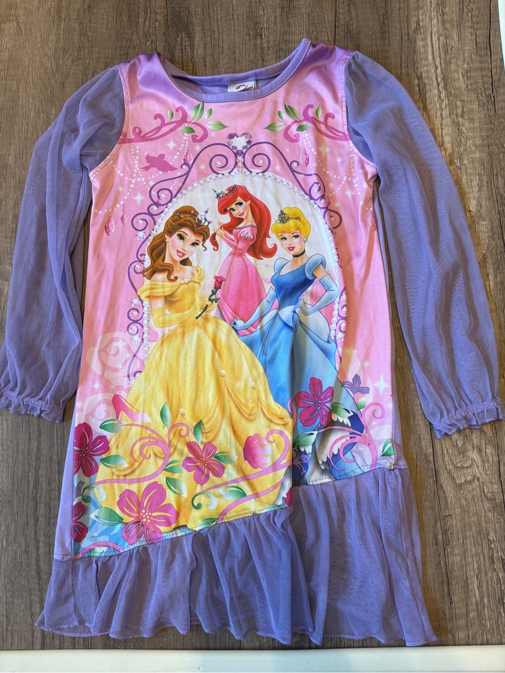 Vintage 2000s Y2K Girls Disney Princess Nightgown 6/6X Belle Ariel Cinderella